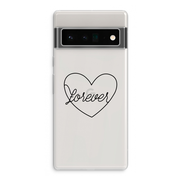 Forever heart black: Google Pixel 6 Pro Transparant Hoesje