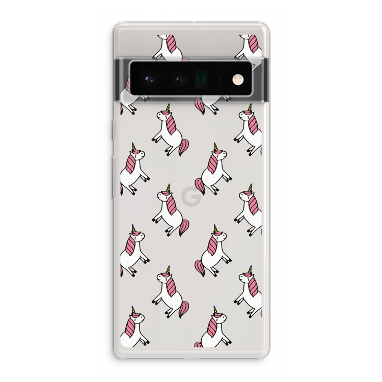 Eenhoorns overal: Google Pixel 6 Pro Transparant Hoesje