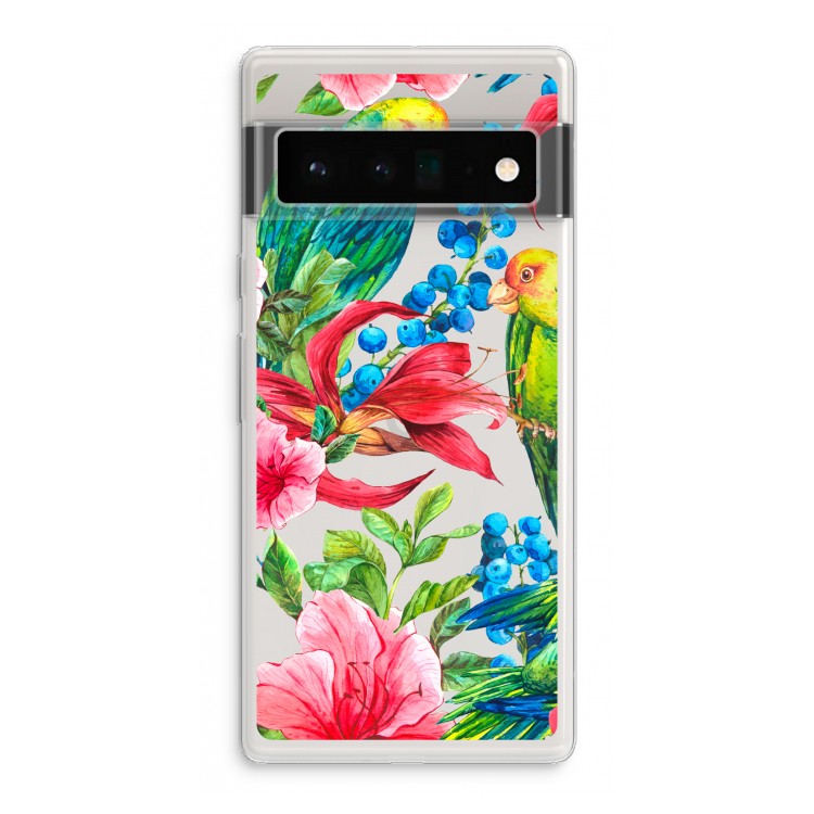 Papegaaien: Google Pixel 6 Pro Transparant Hoesje
