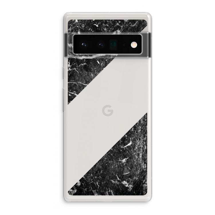 Zwart marmer: Google Pixel 6 Pro Transparant Hoesje