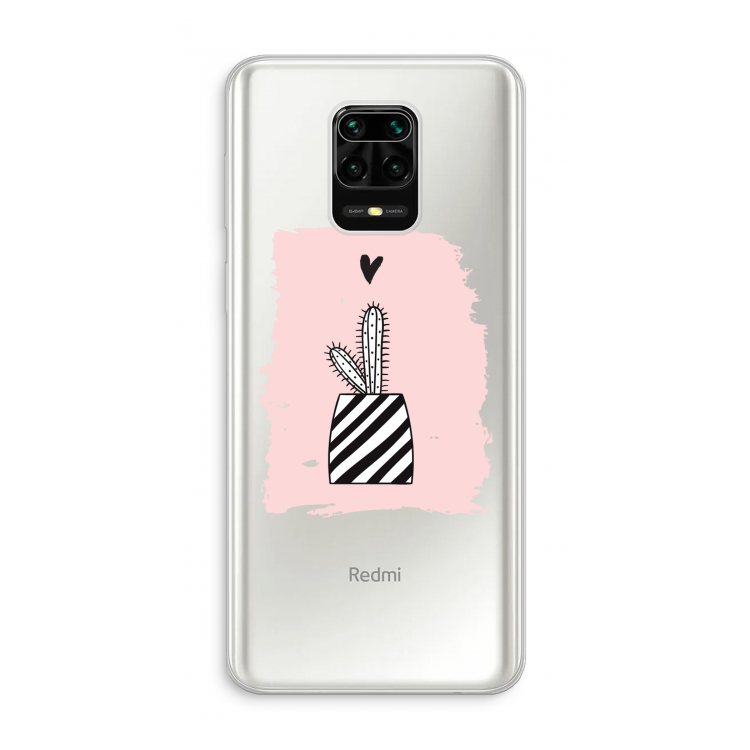 Zwart-wit cactus: Xiaomi Redmi Note 10 Lite Transparant Hoesje