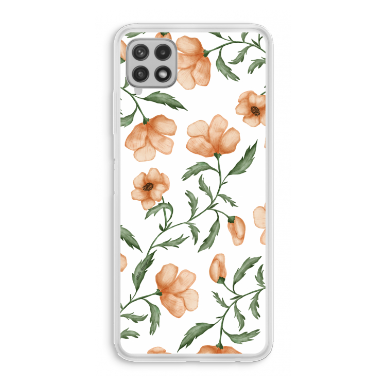 Peachy flowers: Samsung Galaxy A22 4G Transparant Hoesje
