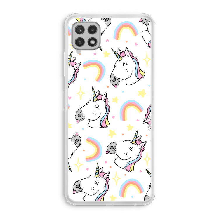 Rainbow Unicorn: Samsung Galaxy A22 4G Transparant Hoesje