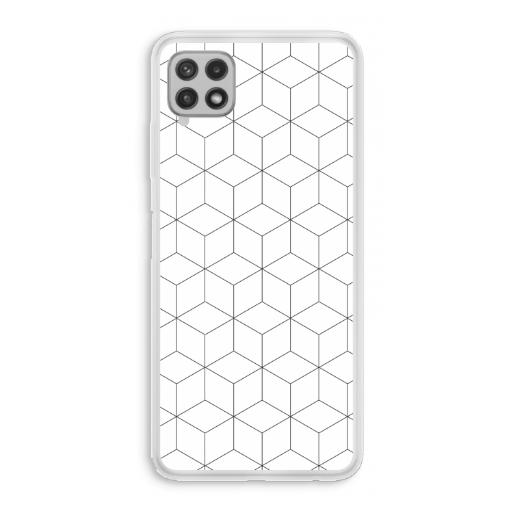 Zwart-witte kubussen: Samsung Galaxy A22 4G Transparant Hoesje