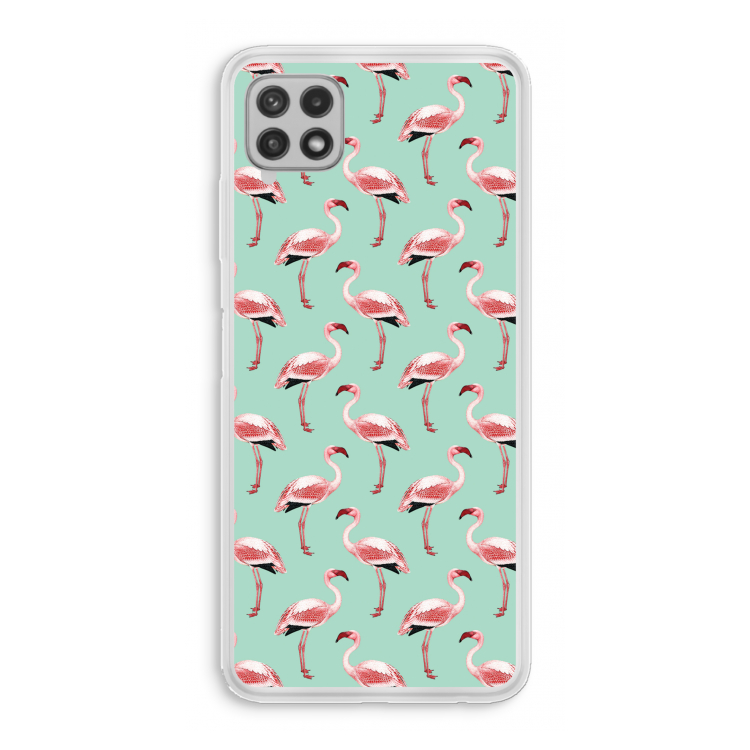 Flamingoprint groen: Samsung Galaxy A22 4G Transparant Hoesje