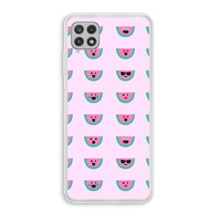 Smiley watermeloenprint: Samsung Galaxy A22 4G Transparant Hoesje