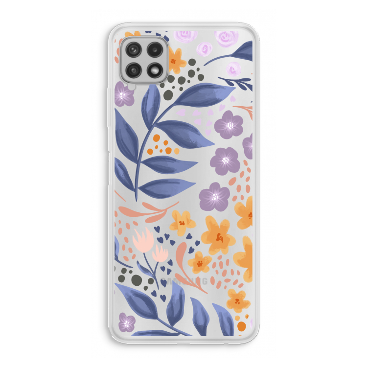Flowers with blue leaves: Samsung Galaxy A22 4G Transparant Hoesje