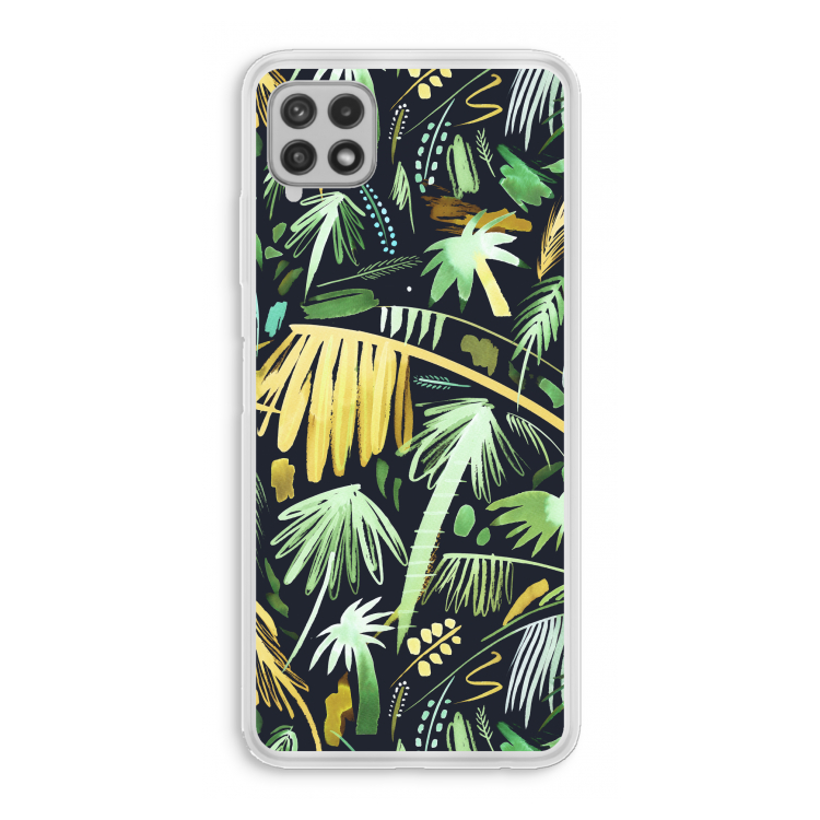 Tropical Palms Dark: Samsung Galaxy A22 4G Transparant Hoesje