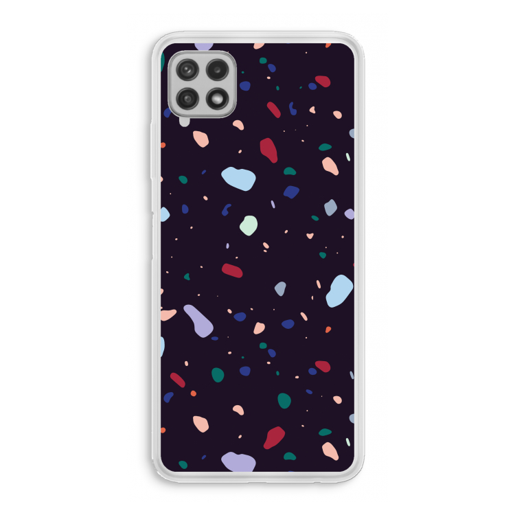 Dark Rounded Terrazzo: Samsung Galaxy A22 4G Transparant Hoesje