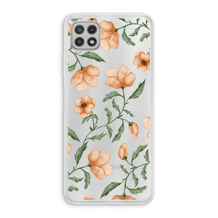 Peachy flowers: Samsung Galaxy A22 4G Transparant Hoesje
