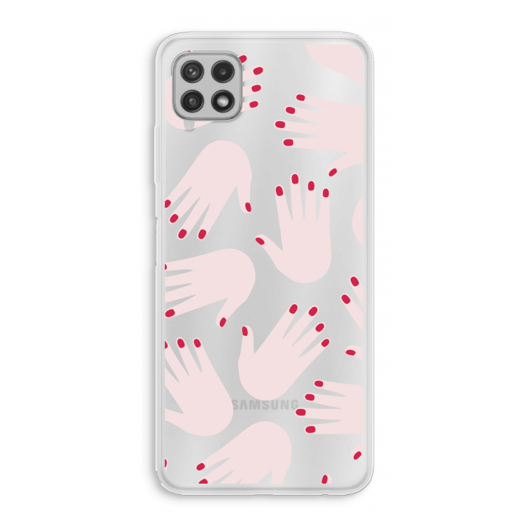Hands pink: Samsung Galaxy A22 4G Transparant Hoesje