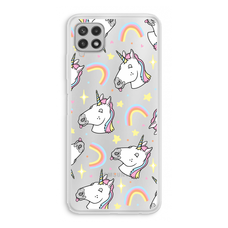 Rainbow Unicorn: Samsung Galaxy A22 4G Transparant Hoesje