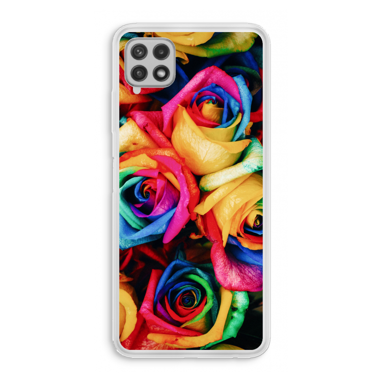 Neon bloemen: Samsung Galaxy A22 4G Transparant Hoesje