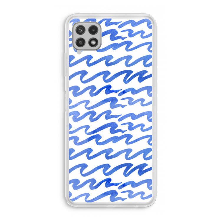 Blauwe golven: Samsung Galaxy A22 4G Transparant Hoesje