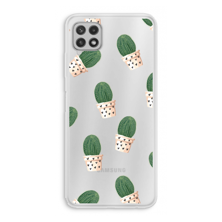 Cactusprint roze: Samsung Galaxy A22 4G Transparant Hoesje