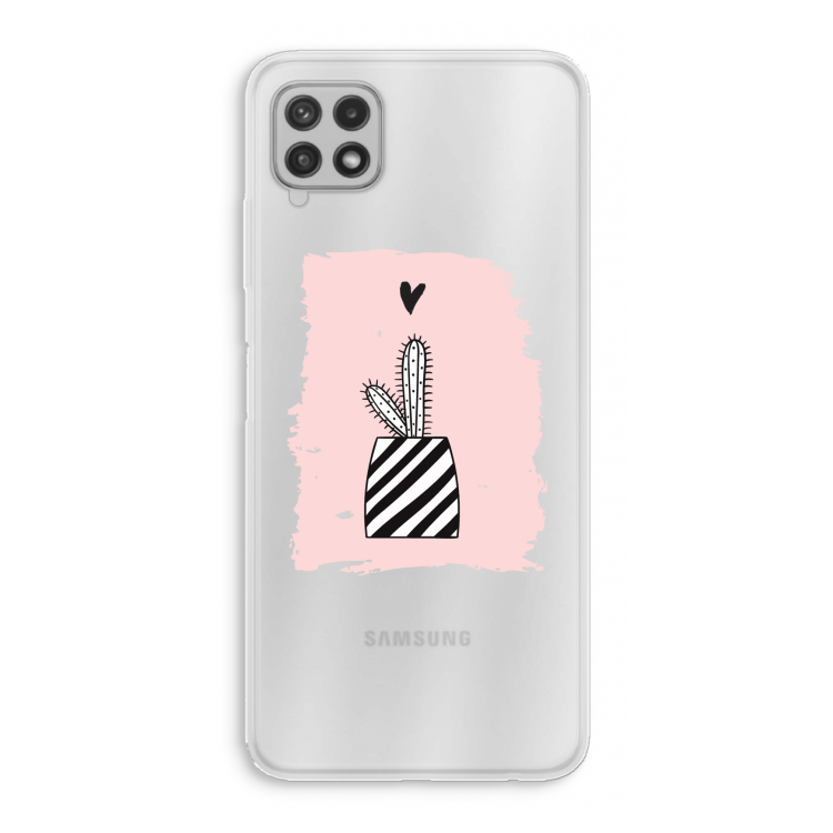 Zwart-wit cactus: Samsung Galaxy A22 4G Transparant Hoesje