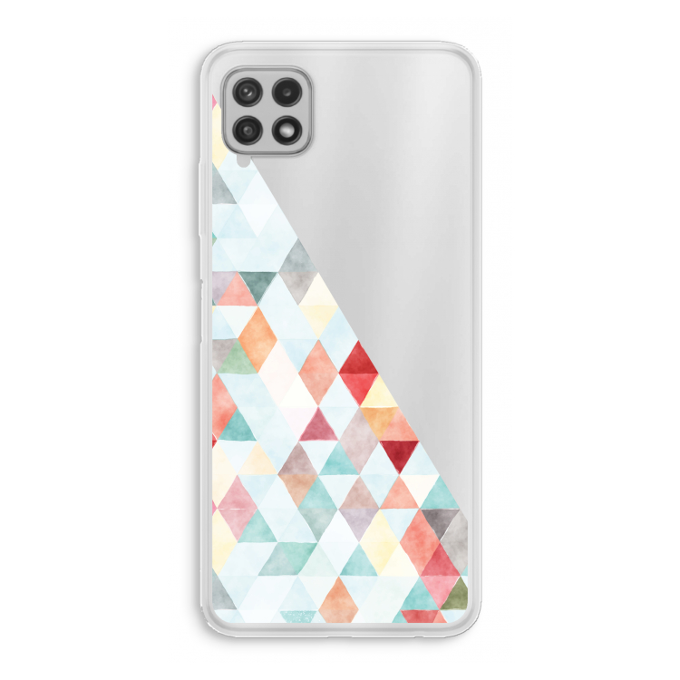 Gekleurde driehoekjes pastel: Samsung Galaxy A22 4G Transparant Hoesje