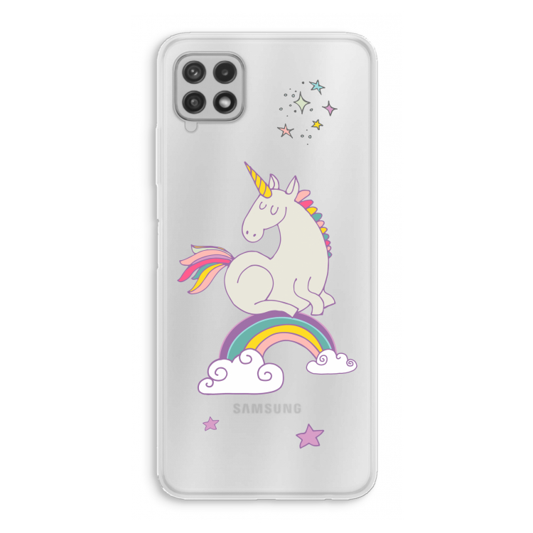 Regenboog eenhoorn: Samsung Galaxy A22 4G Transparant Hoesje