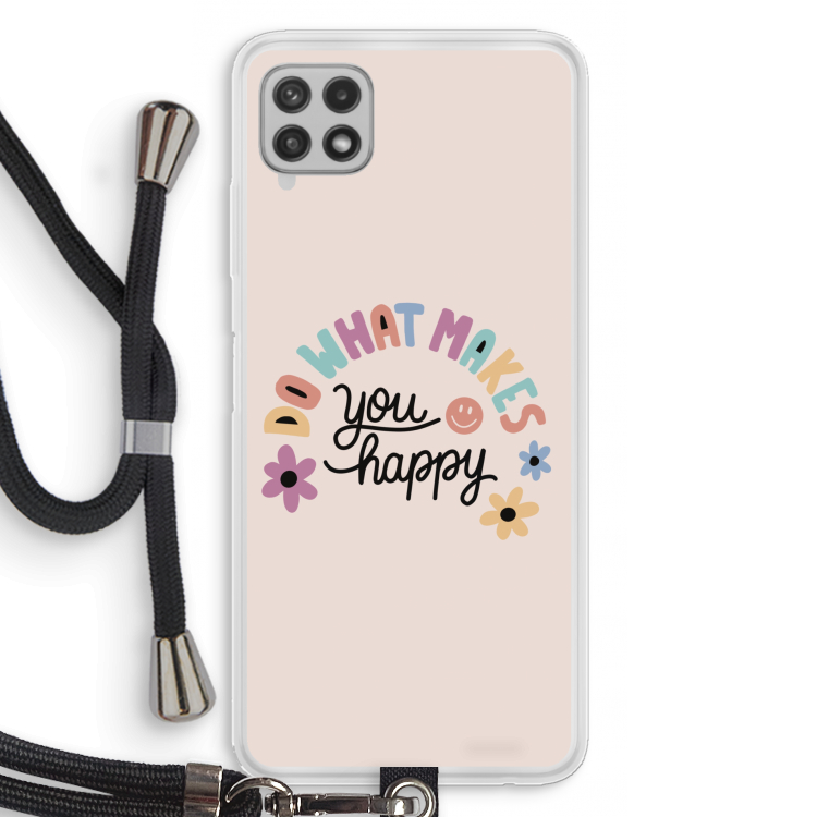 Happy days: Samsung Galaxy A22 4G Transparant Hoesje met koord