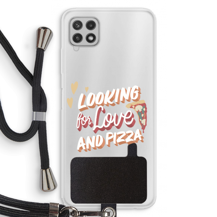 Pizza is the answer: Samsung Galaxy A22 4G Transparant Hoesje met koord