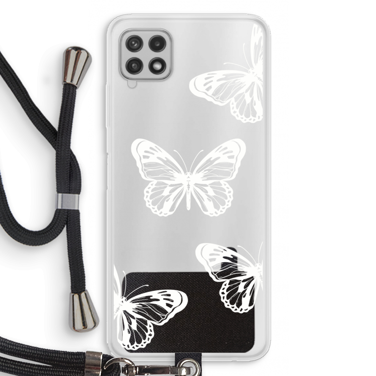 White butterfly: Samsung Galaxy A22 4G Transparant Hoesje met koord