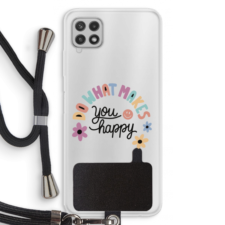 Happy days: Samsung Galaxy A22 4G Transparant Hoesje met koord