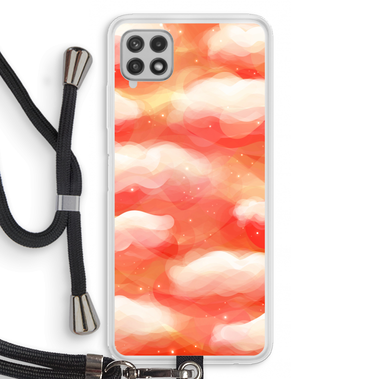 Lichte Wolken: Samsung Galaxy A22 4G Transparant Hoesje met koord