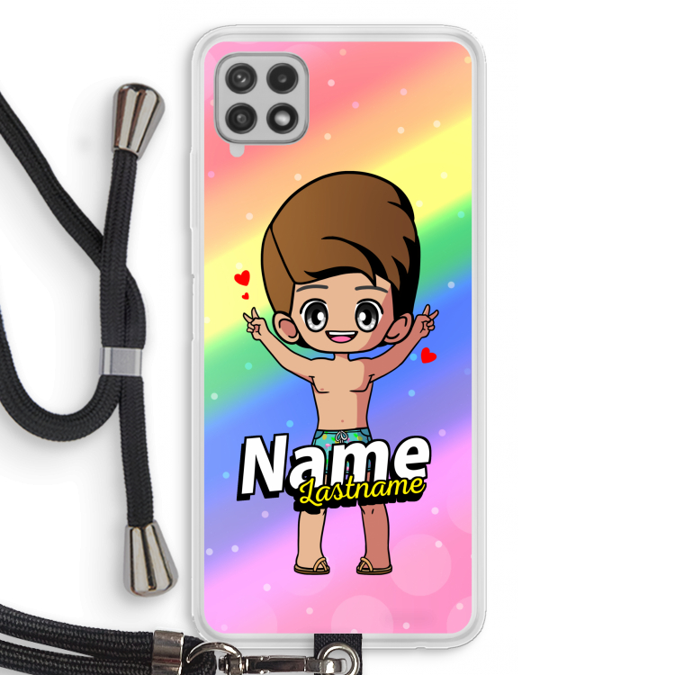 Chibi Maker man: Samsung Galaxy A22 4G Transparant Hoesje met koord