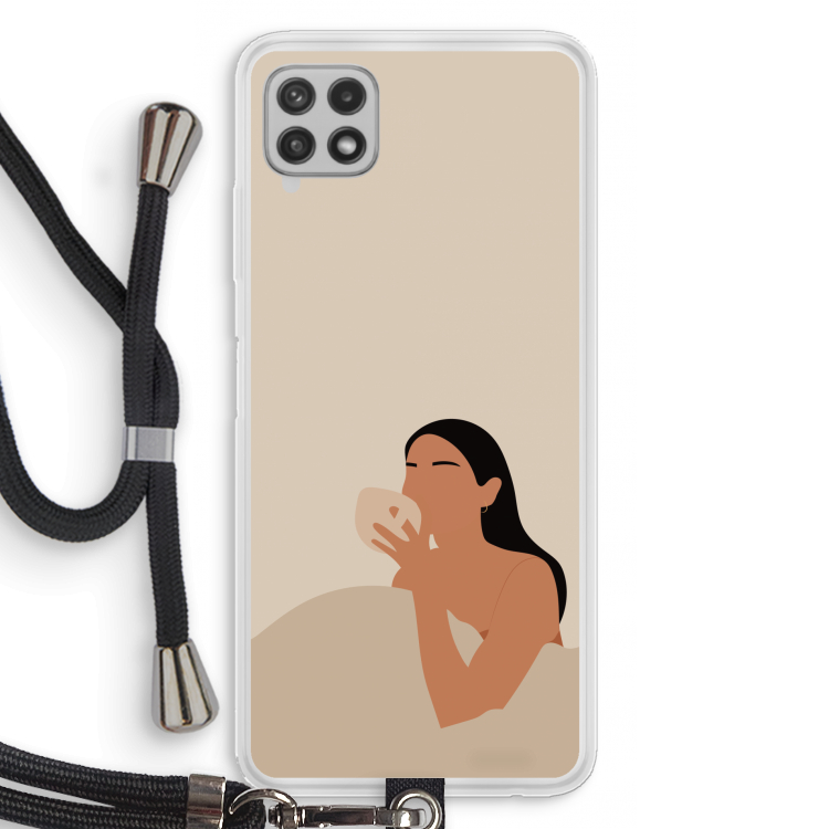 Fresh coffee: Samsung Galaxy A22 4G Transparant Hoesje met koord
