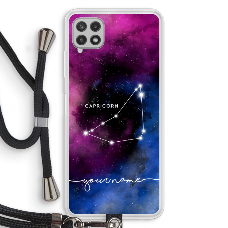 Sterrenbeeld - Donker: Samsung Galaxy A22 4G Transparant Hoesje met koord