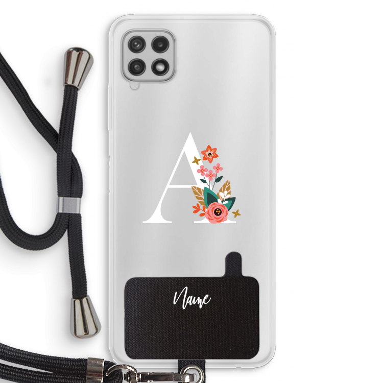 Pink Bouquet: Samsung Galaxy A22 4G Transparant Hoesje met koord