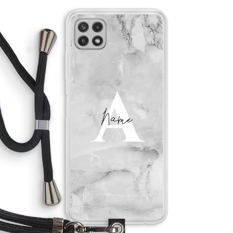 Ivory Marble: Samsung Galaxy A22 4G Transparant Hoesje met koord