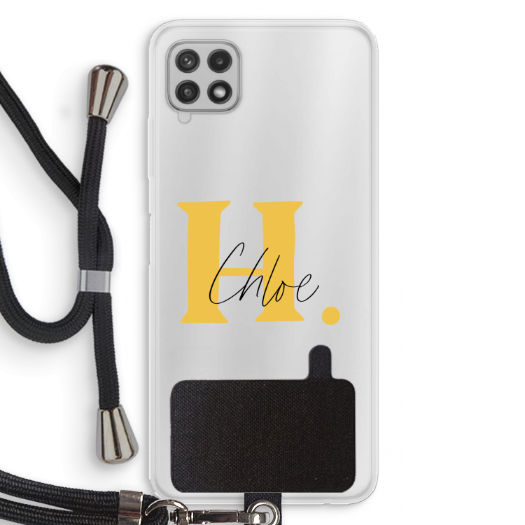 Amber Script: Samsung Galaxy A22 4G Transparant Hoesje met koord