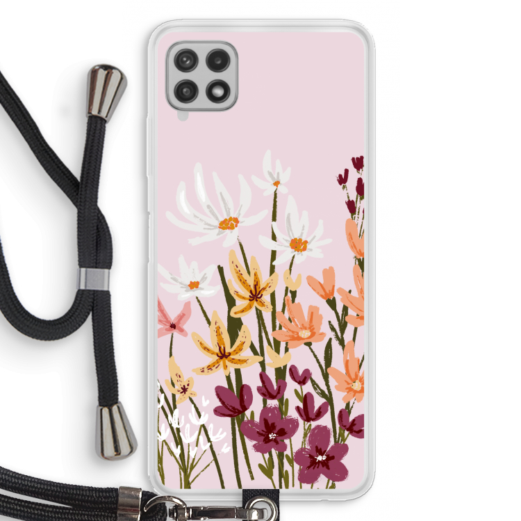 Painted wildflowers: Samsung Galaxy A22 4G Transparant Hoesje met koord