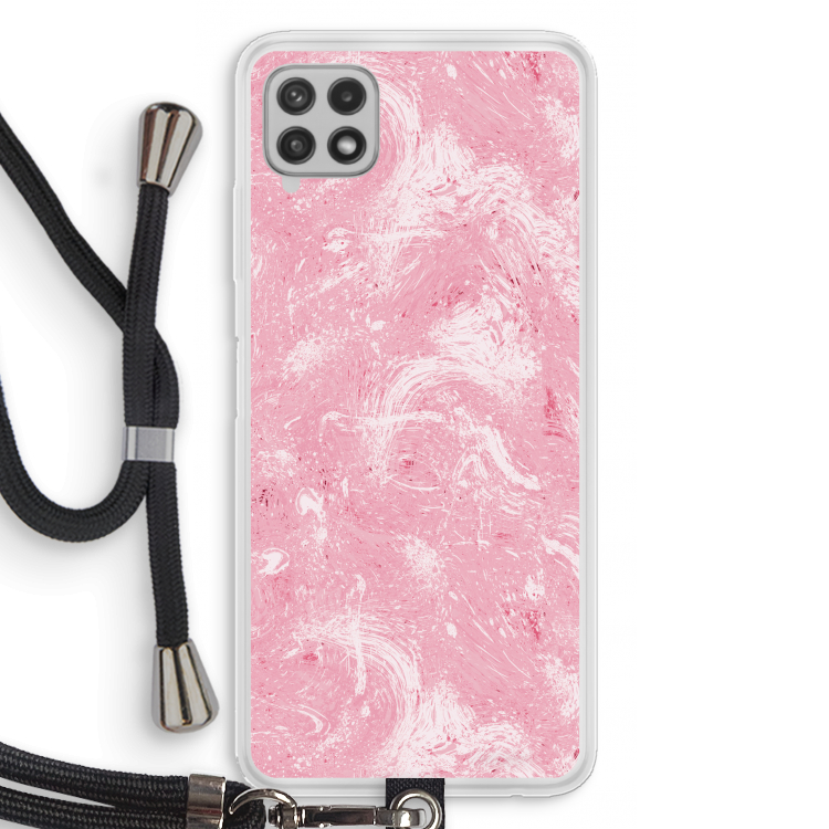 Abstract Painting Pink: Samsung Galaxy A22 4G Transparant Hoesje met koord