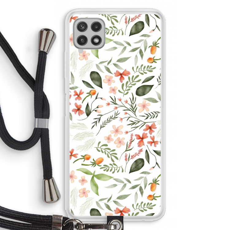Sweet little flowers: Samsung Galaxy A22 4G Transparant Hoesje met koord
