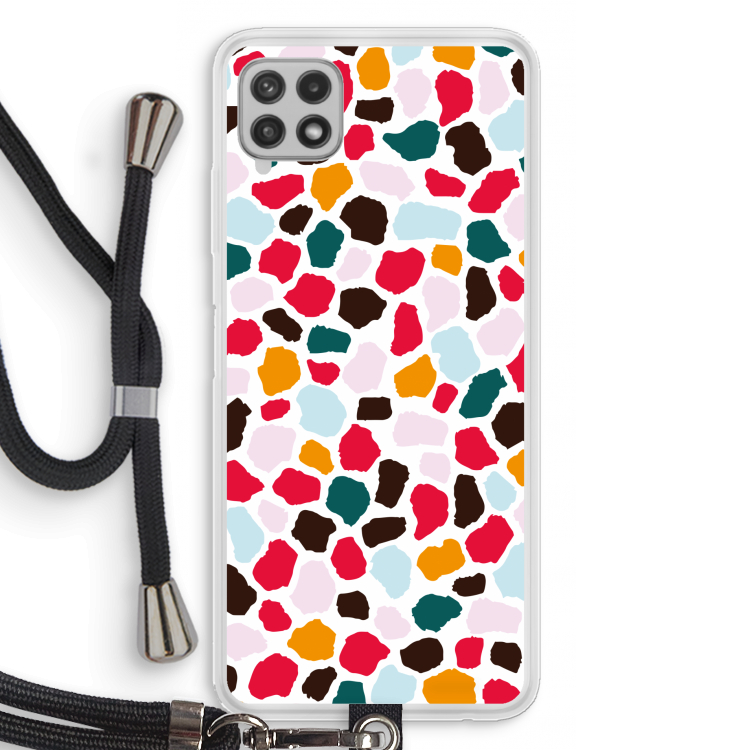 Colored Giraffe: Samsung Galaxy A22 4G Transparant Hoesje met koord