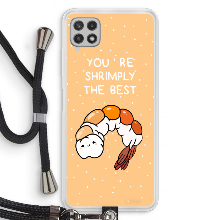 You're Shrimply The Best: Samsung Galaxy A22 4G Transparant Hoesje met koord