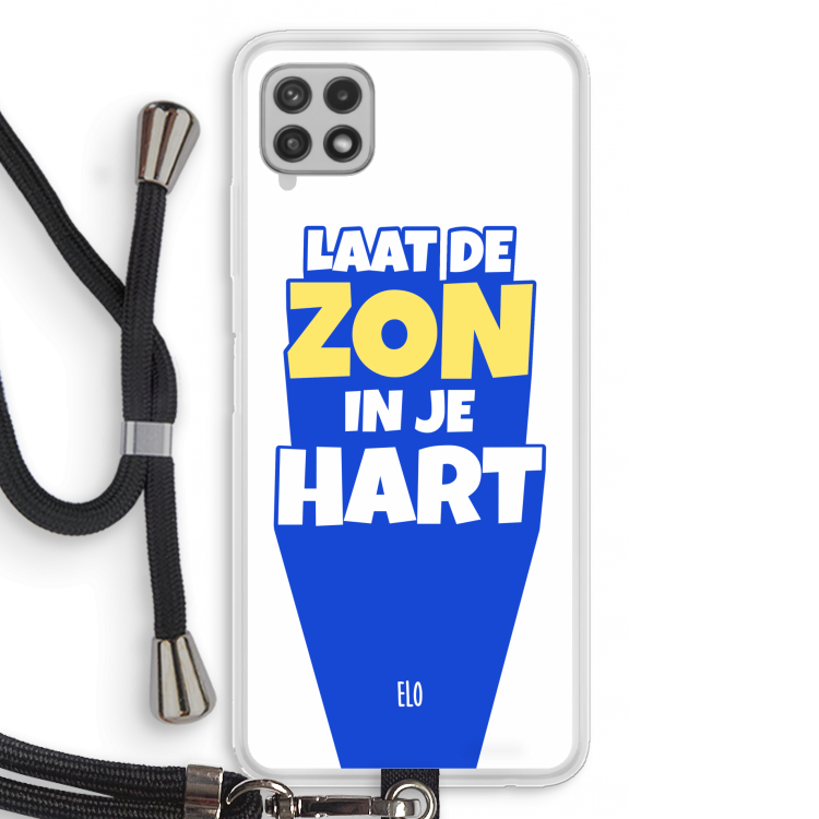 Laat de zon in je hart: Samsung Galaxy A22 4G Transparant Hoesje met koord