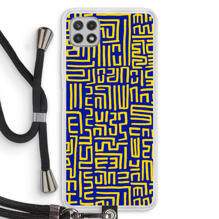 Majorelle Blue Print: Samsung Galaxy A22 4G Transparant Hoesje met koord