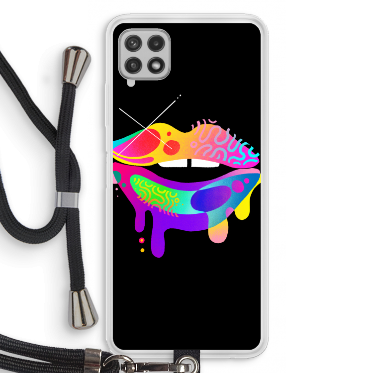 Lip Palette: Samsung Galaxy A22 4G Transparant Hoesje met koord