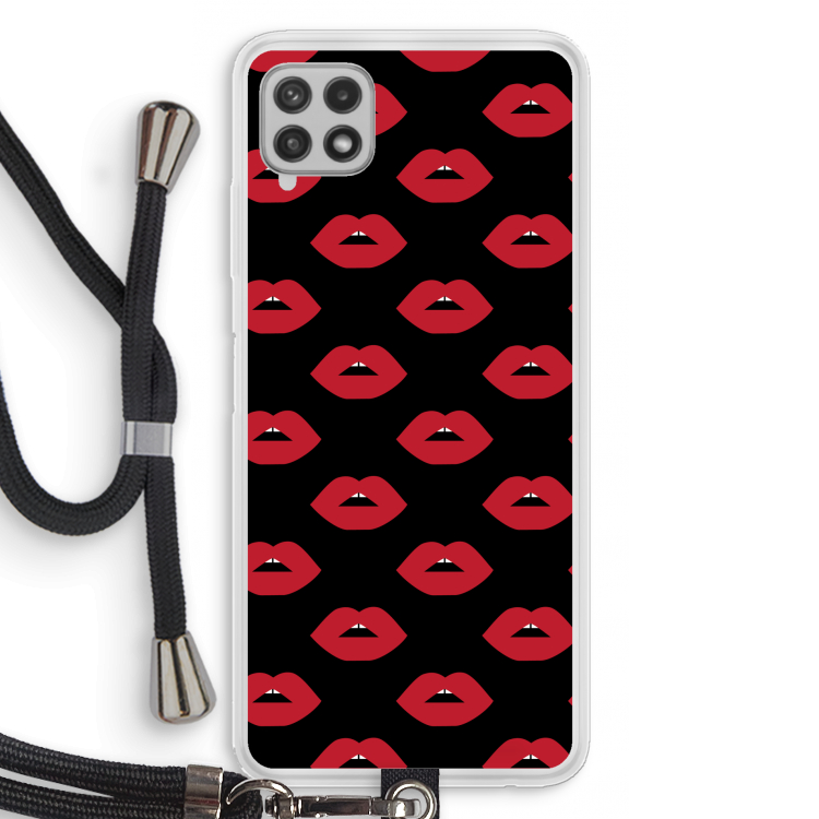 Lips: Samsung Galaxy A22 4G Transparant Hoesje met koord
