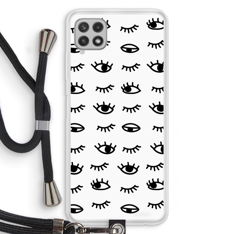 Eye pattern #2: Samsung Galaxy A22 4G Transparant Hoesje met koord