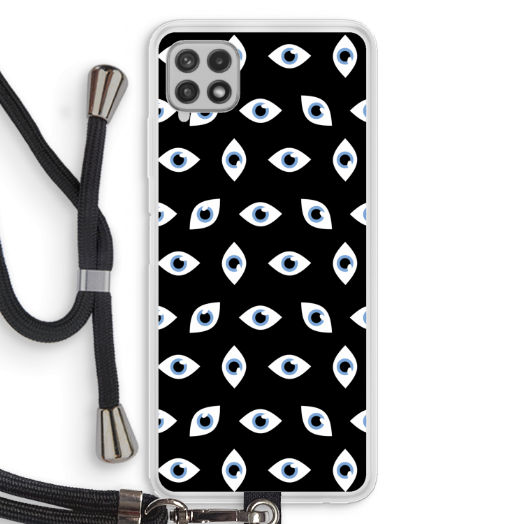 Eyes pattern: Samsung Galaxy A22 4G Transparant Hoesje met koord