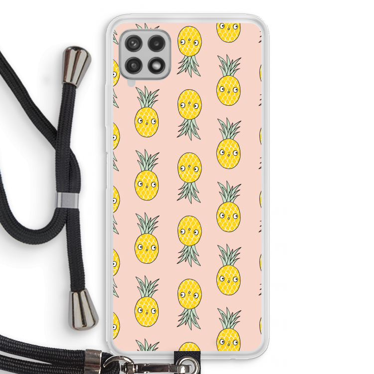 Ananas: Samsung Galaxy A22 4G Transparant Hoesje met koord