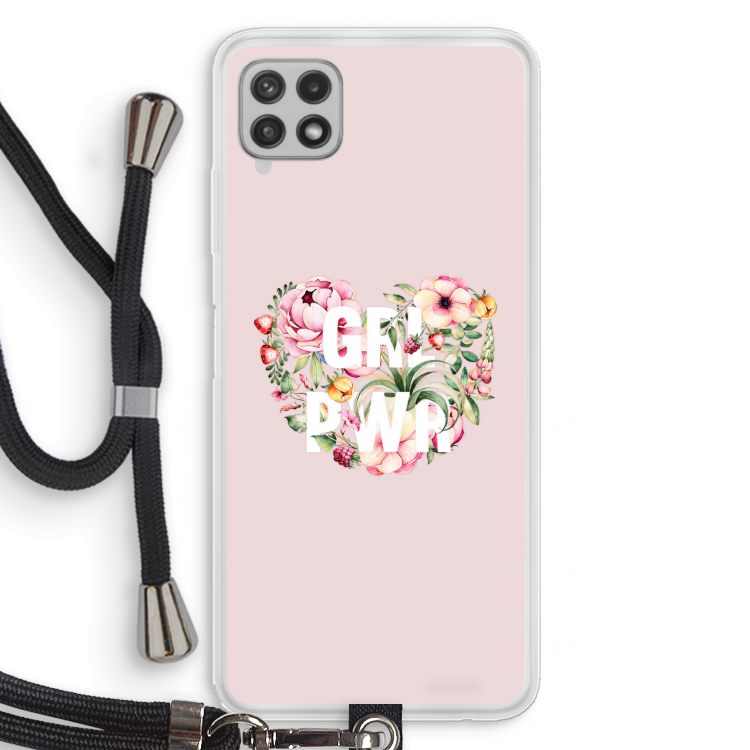 GRL PWR Flower: Samsung Galaxy A22 4G Transparant Hoesje met koord