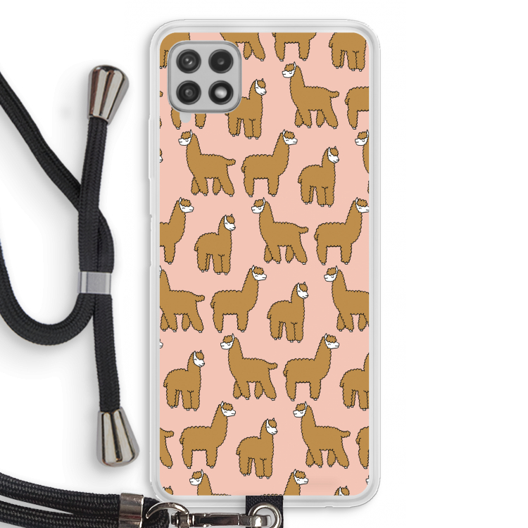 Alpacas: Samsung Galaxy A22 4G Transparant Hoesje met koord