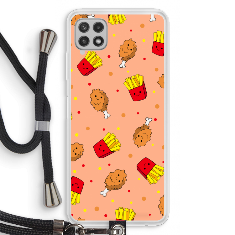 Chicken 'n Fries: Samsung Galaxy A22 4G Transparant Hoesje met koord