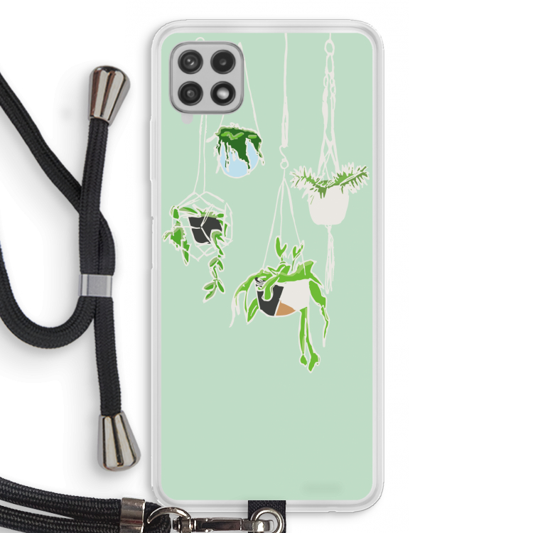 Hang In There: Samsung Galaxy A22 4G Transparant Hoesje met koord