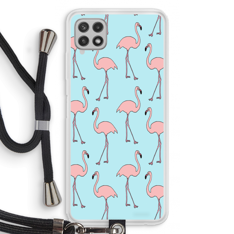 Anything Flamingoes: Samsung Galaxy A22 4G Transparant Hoesje met koord